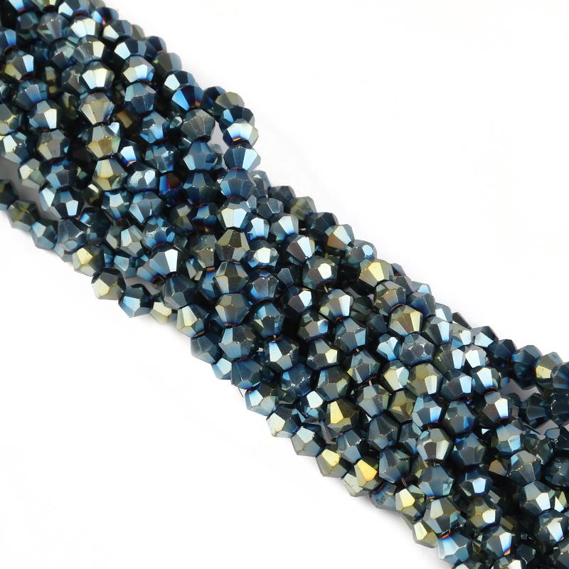 Apx 95pcs/Strand 4mm Shiny Crystal Beads Bicone Beads Faceted Glass Beads Loose Spacer Beads for Bracelet DIY Jewelry Making