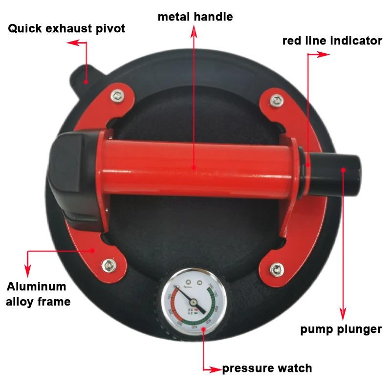 With Pressure Gauge Metal Handle Vacuum Suction Cup 8 Inch Heavy Duty Vacuum Lifter for Granite Tile Glass Manual Lifting New