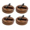 4pcs Wood Hooks Modern Self Adhesive Space Saving Wall Mounted Folding Coat Hooks for Clothes Towels Hats Bags Black