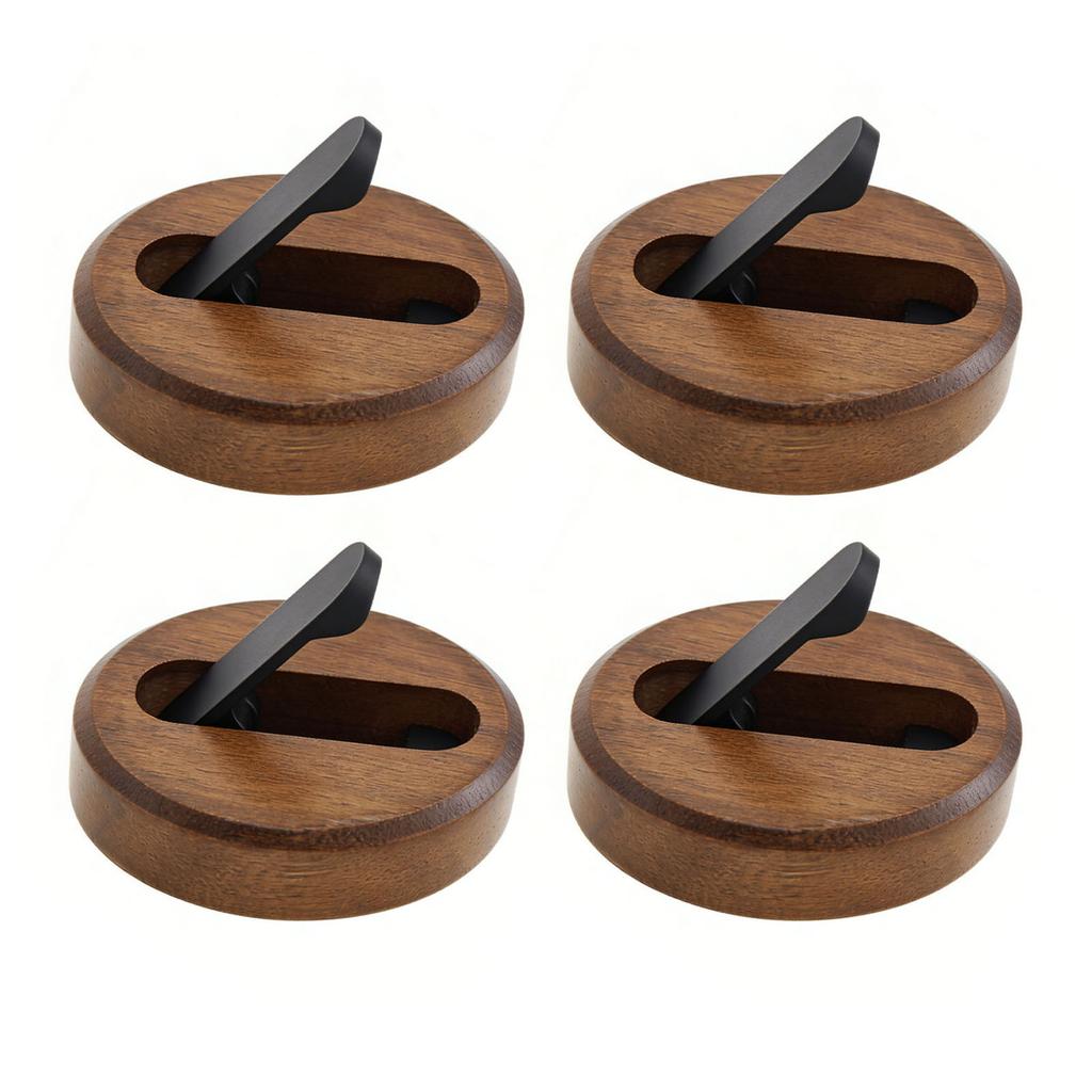 4pcs Wood Hooks Modern Self Adhesive Space Saving Wall Mounted Folding Coat Hooks for Clothes Towels Hats Bags Black