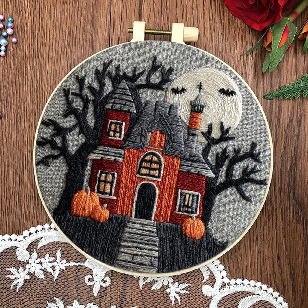 4pcs Stamped Cross Stitch Kits with Embroidery Hoop Needles Threads Instruction Embroidery Kit Cross Stitch Set for Beginners