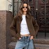 Womens Wool Blend Oversized Coat Winter Thick Warm Turn-Down Collar Jacket Casual Chic Outerwear