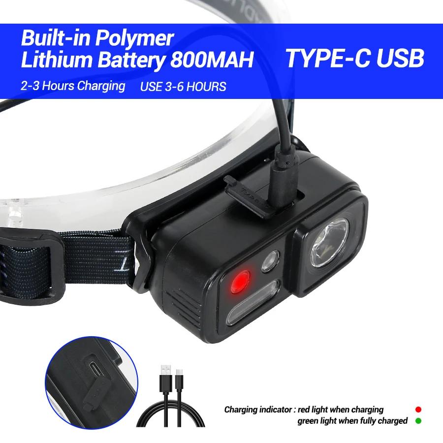 High Powerful LED Induction Headlamp XPE+COB Flashlight USB Rechargeable Camping Fishing Search Light Waterproof Headlight