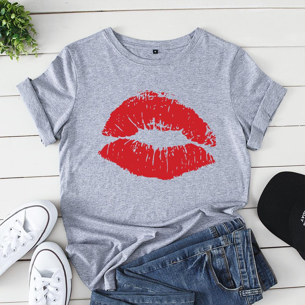 Women’s Lips Print Crew-Neck Tee