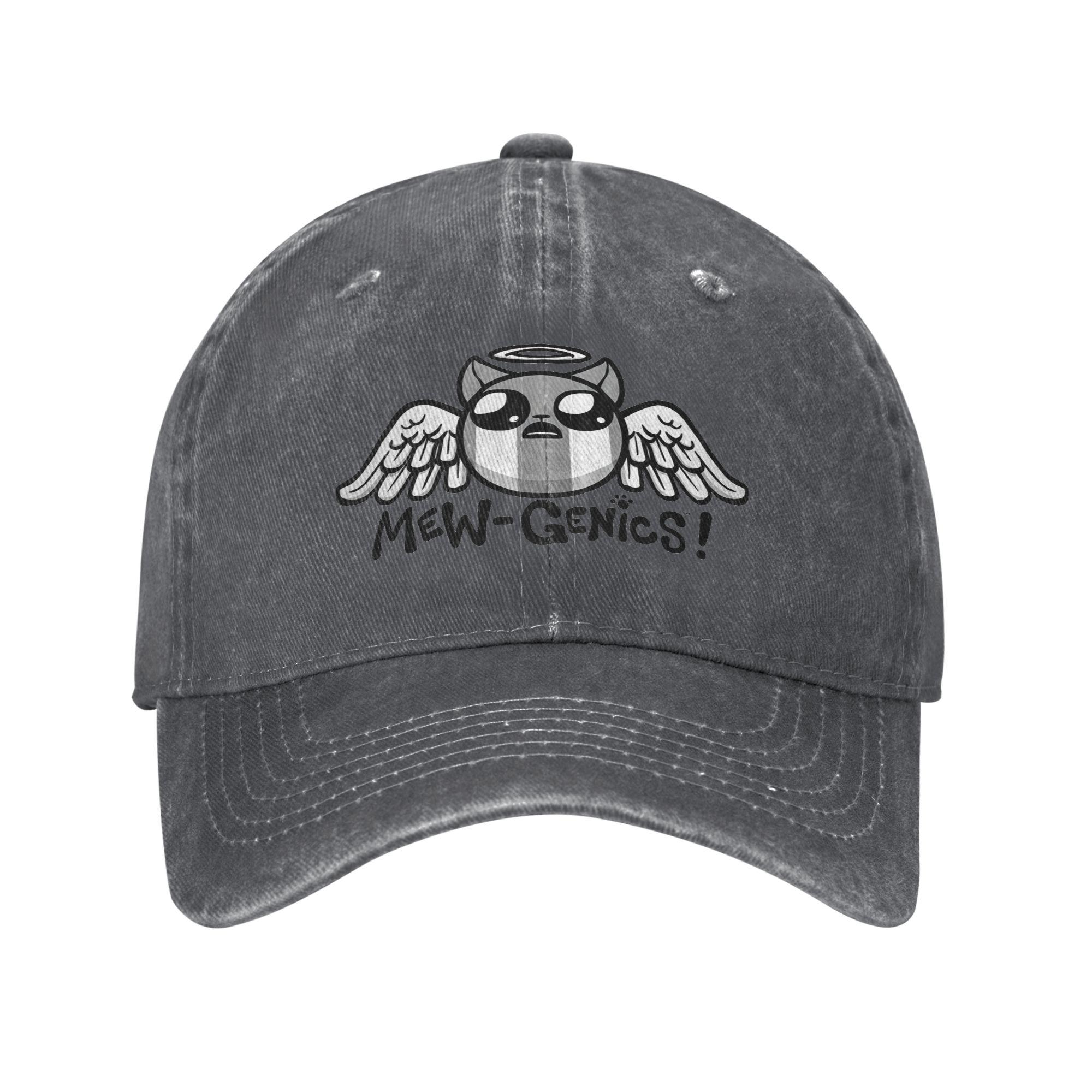 

MewGenics Angel Cat Baseball Caps Retro Distressed Cotton Sun Cap Unisex Activities Adjustable Fit Hats Cap One Size темно серый
