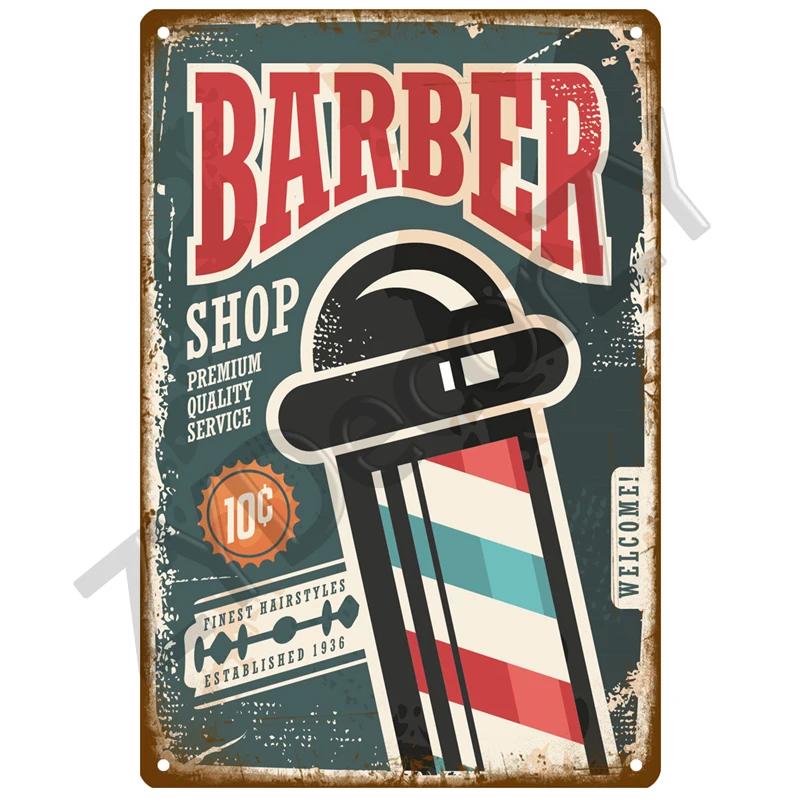 Barber Shop Plaque Metal Sign Vintage For Door Tin Sign Home Interior Paintings Mancave Wall Posters Room Decoration Decor Art