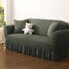 Thick Elastic Bubble Gauze Sofa Cover with Lace Full Wrap Slip Proof for Chaise Lounge Sectional Sofa