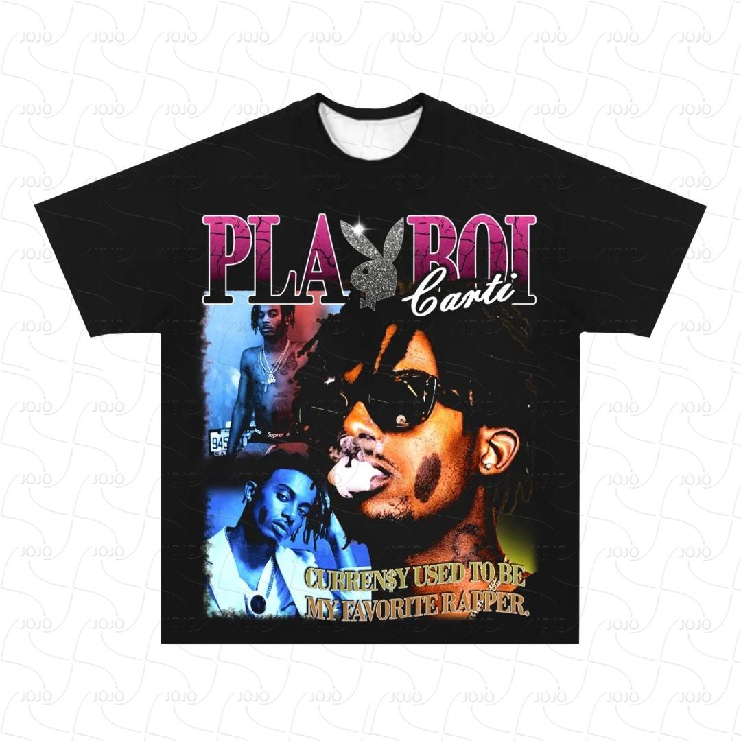 Рэпер Playboi Carti Ретро Графическая Футболка Мужская Хип-хоп Одежда Y2k Унисекс Мода Оверсайз Гетто Гангстерский Топ Подарок для Фаната S