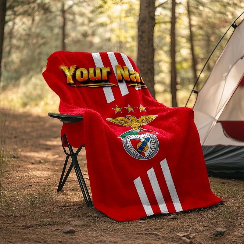 1pc Personalized Name B-Benfica Theme Blanket - Digital Print, Polyester, Cozy for All Seasons, Perfect for Outdoor, and Travel