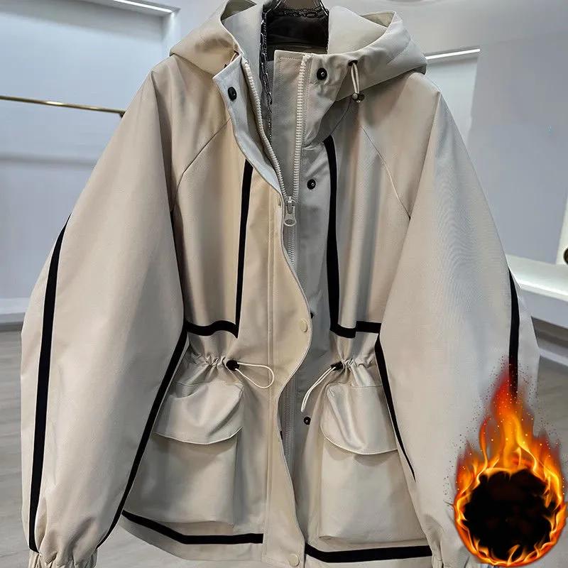 Women's Autumn Design Color Collision Jacket  Leisure Loose Short Trench Coat
