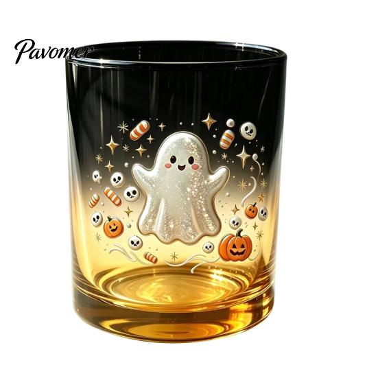 Bicchieri per Whiskey, Succo e Soda Halloween Fantasma Bicchiere, Tumbler Estetico Gradiente Colorato con Carino Motivo Teschio Tumbler Stampa Zucca, Festa Spettrale