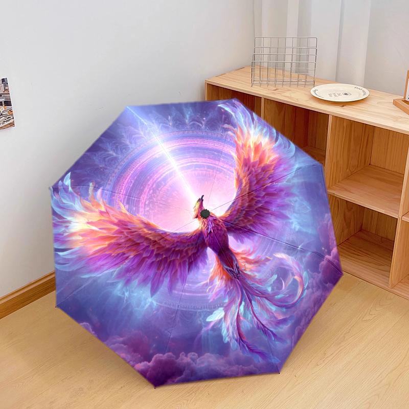 1 PC Automatic Folding Umbrella - Beautiful phoenix Pattern, Portable & Foldable Design with 8 Ribs, Christmas Birthday Gifts