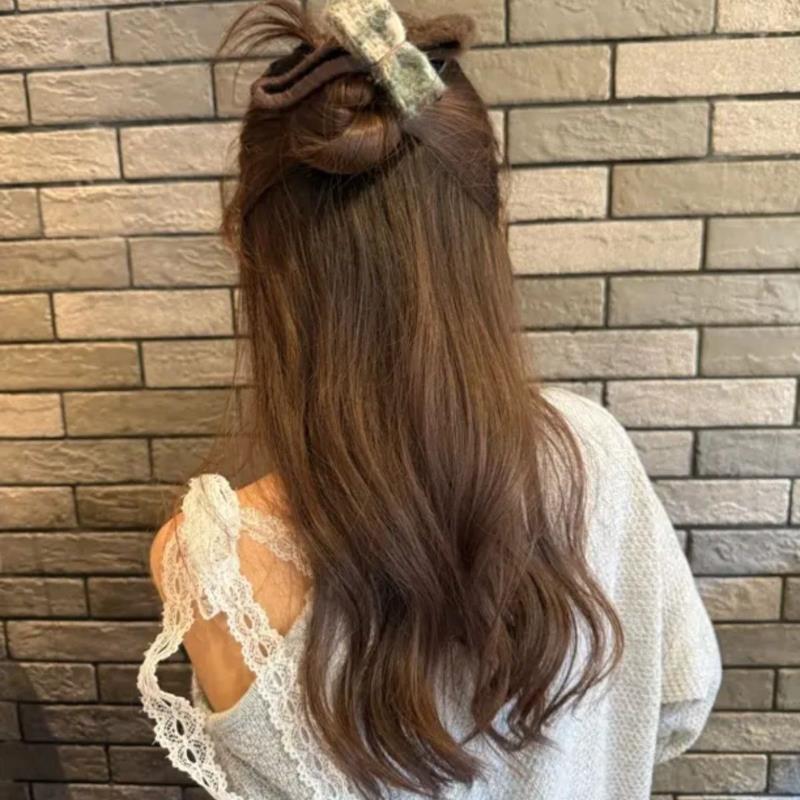 Autumn Winter Chic Bow Fluffy Hair Claw Elegant Women Back Head Shark Clip Fashion Hair Accessories