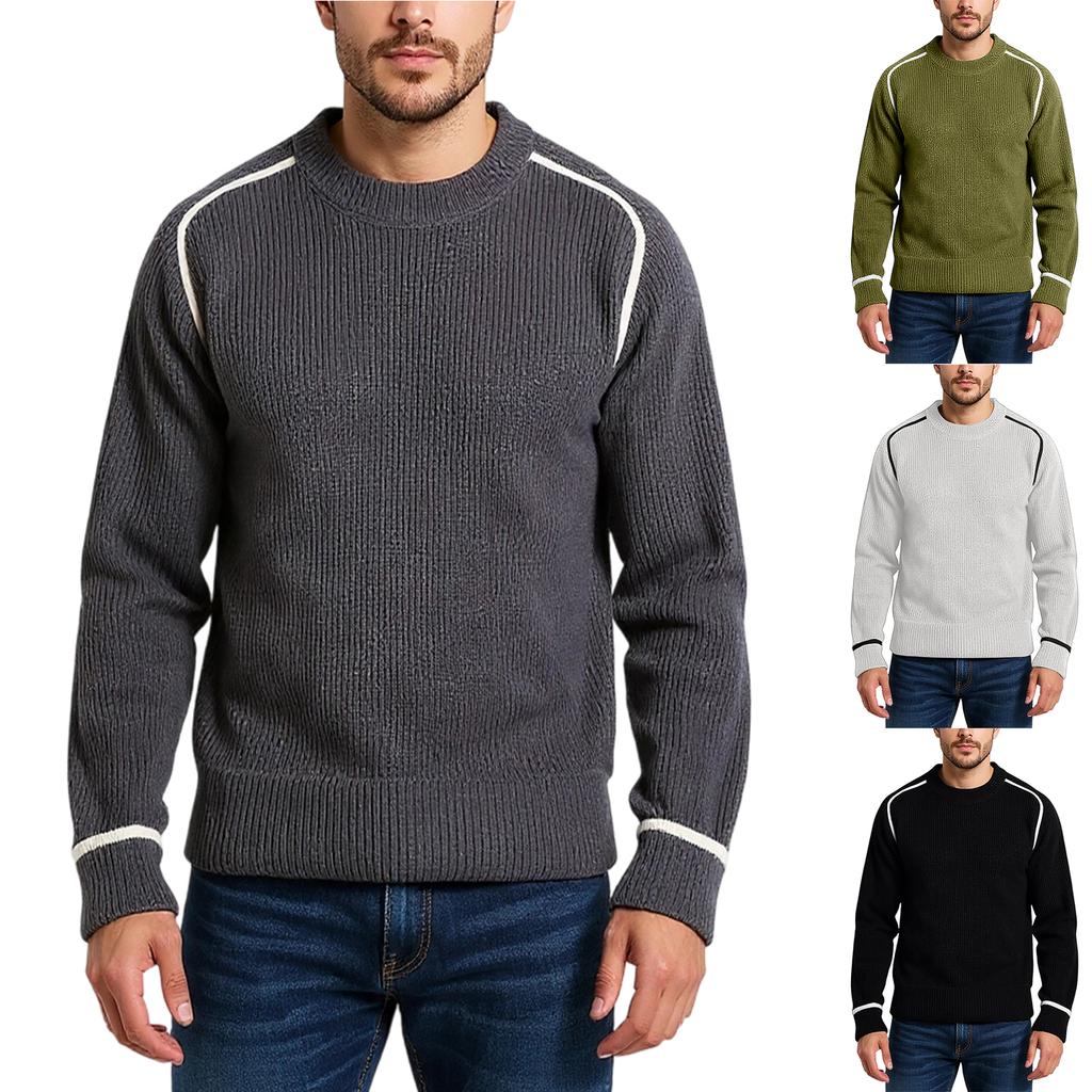 Men's  Fashion  Knitting  Pullover  Long Sleeves  Loose  Flip Collar  Sweater