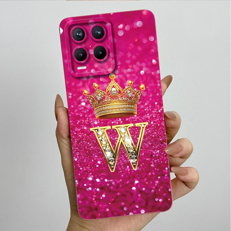 For Realme 8 Pro RMX3085 RMX3081 Fashion Initial Letter Couple Phone Case for Realme8 8Pro 4G Soft Silicone Protective Casing