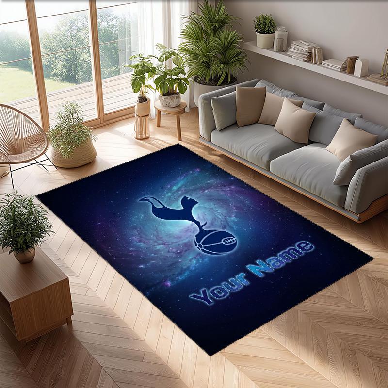Tottenham Hotspur FC Printed Crystal Velvet Rug Non‑Slip Crystal Velvet Carpet For Sofa Bedroom Indoor Home Decoration