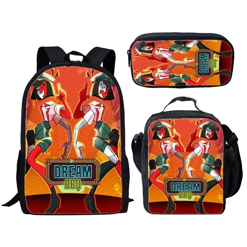 Bbq Dream Ena Pattern Printing Backpack Lunch Bag Pen Case Set For Gift Student