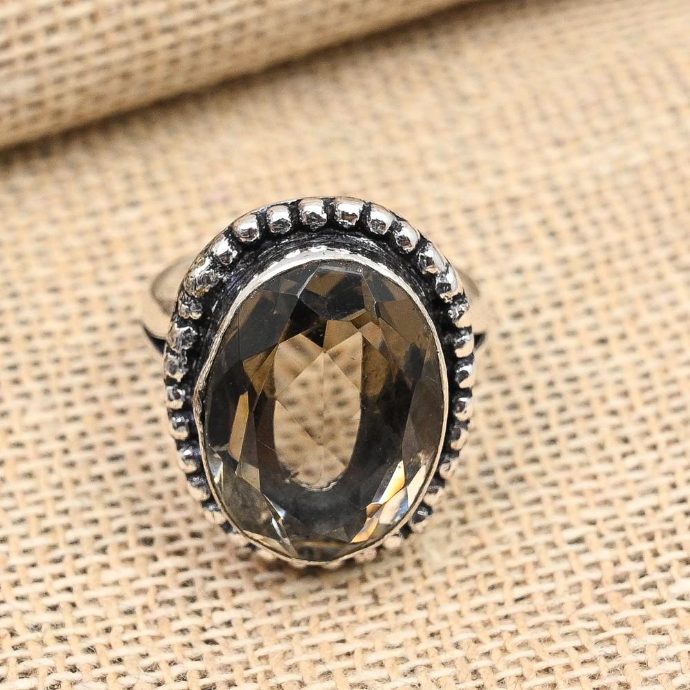 Smoky Topaz Gemstone 925 Sterling Silver Handmade Wonderful Jewelry Ring