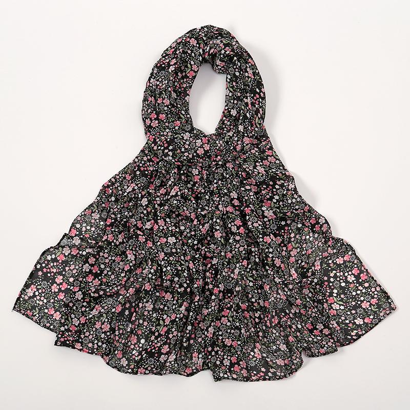 Modischer Blumenmuster Chiffon Schal Für Muslimische Frauen Chiffon Hijab Mode Damen Elegante Lange Schals Wickeltücher Fabrik