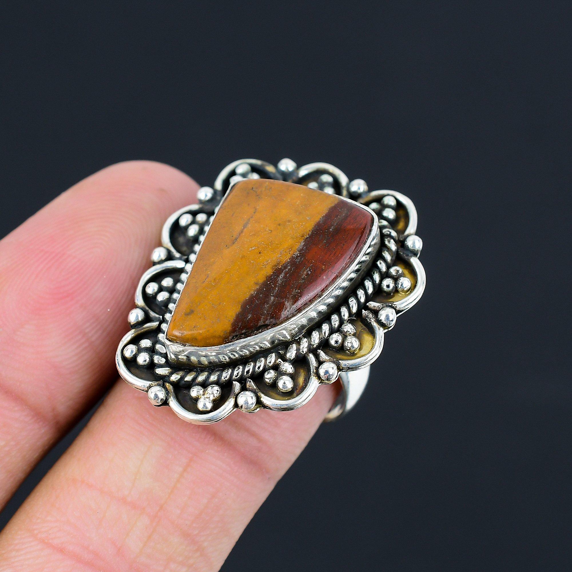 Friendship Day Deal 925 Silver Mookaite Gemstone Handmade Statement Ring Jewelry 9