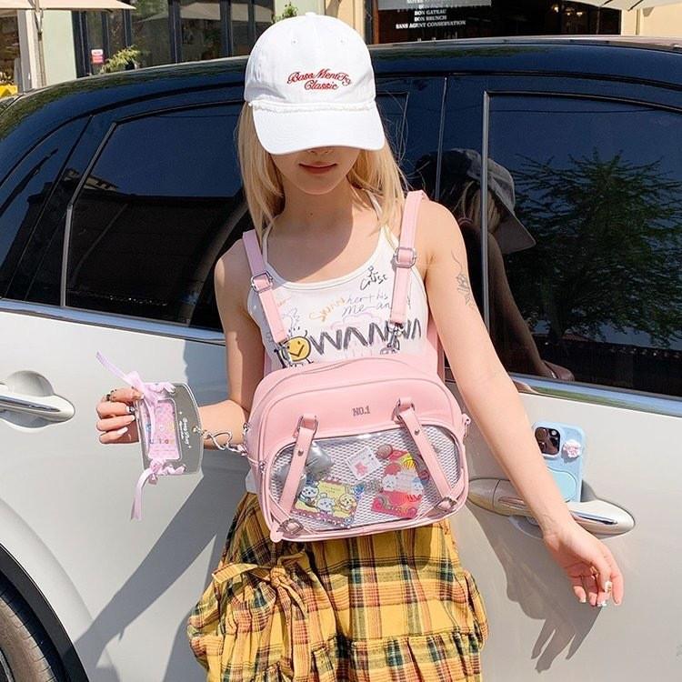 Cartoon Chiikawa Pu Doubles Shoulder Bags Girls Clear Backpack Multi Colors