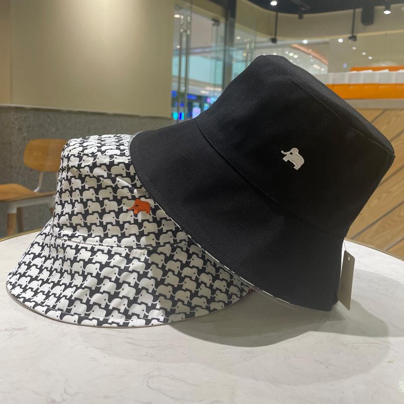 Elephant Embroidered Charming Fishing Cap Women Versatile Sun Protection Uv Protection Sun Hat Korean Style Casual Bucket Ch Hat