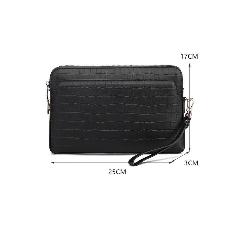 SCHWARZETIENNE Men's Crocodile Pattern Leather Clutch Bag
