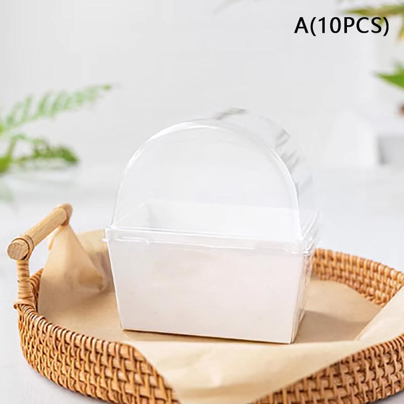 10Pcs Sandwich Burger Wrapping Packaging Box Toast Bread Oilproof Holder With Lid Take Out Box Pastry Tray Bakery Party Gift
