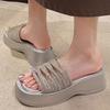 One-word cool slippers women's 2025 summer platform cross comfortable casual rhinestone fashion with skirt sandals