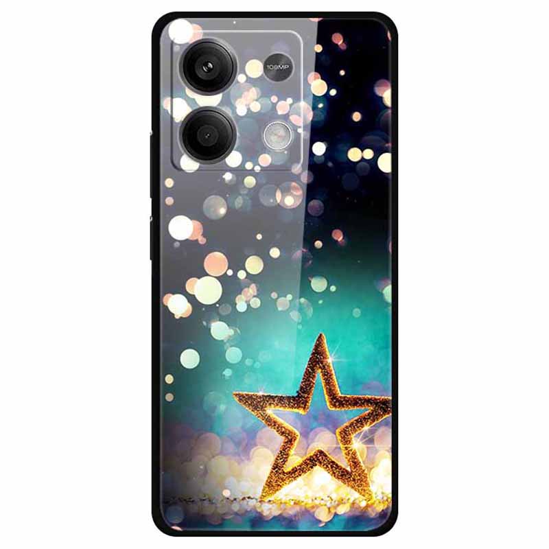 

For Xiaomi Redmi Note 13 5G Case PC+Tempered Glass+TPU Pattern Printing Phone Cover Shining Star