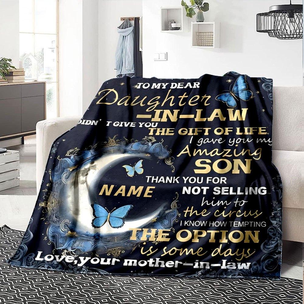 Gift Of Life To Dear Daughter In Law Multi Purpose Customizable Blanket Customize Your Name Comfortable Great For Sofa Couch Office Bed Picnics Four