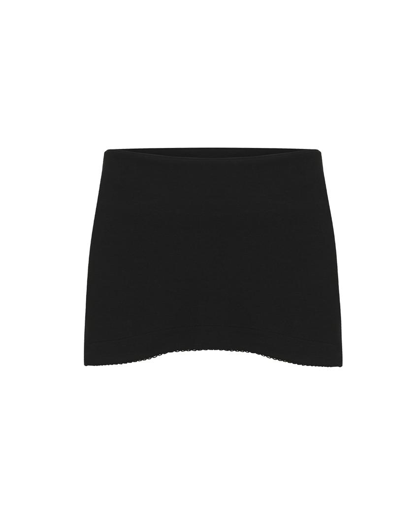 Inner Museum Curved Lace Trim Mini Skirt (Black)