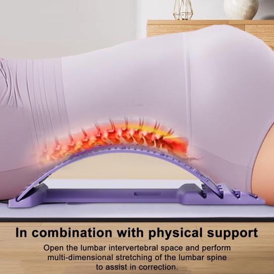Lumbar Support Board Back Stretcher Waist Trainer with Acupressure Points 4-Level Adjustable Back Massager Lumbar Cracker Board Spine Decompressor