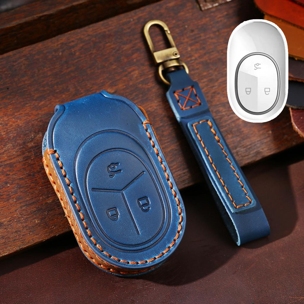Car Key Bag Is Suitable for NIO ET7 New ET5 All-inclusive Real Cowhide Crazy Horse Key Protective Case.