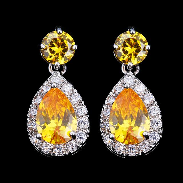 Charm White /Rose /Yellow Gold Color Drop Water Long Earrings Clear Crystal Nail Drop Earings Women Dazzling Wedding Gift Ae331