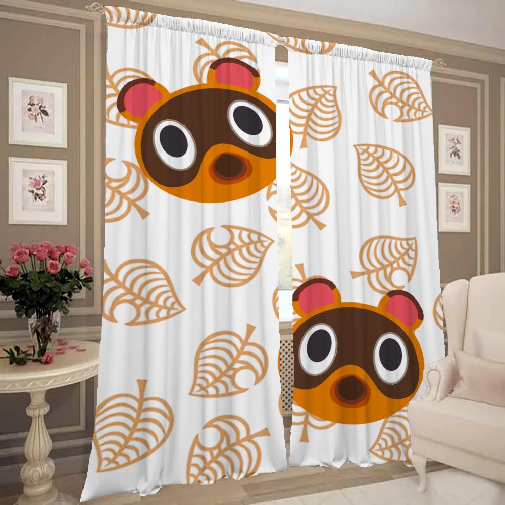 Window Kitchen Curtains for Living Room 2 Pieces Blackout Curtains Door Curtain Animal Crossing Partition Bedroom Decoration