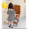 Children's Dress Girls' Summer Korean Edition Striped Strawberry Lapel Casual Dresses