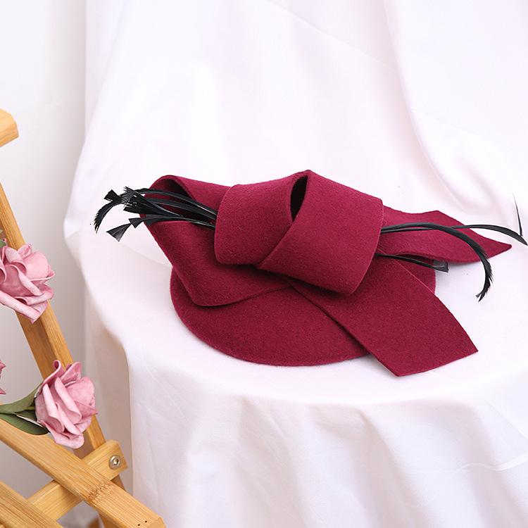 Hochzeit Frau Hut Fascinators Pillbox Hut mit Feder 100 % australische Wollfilz Kirchenhüte Cocktail Bankett Fedoras Cap