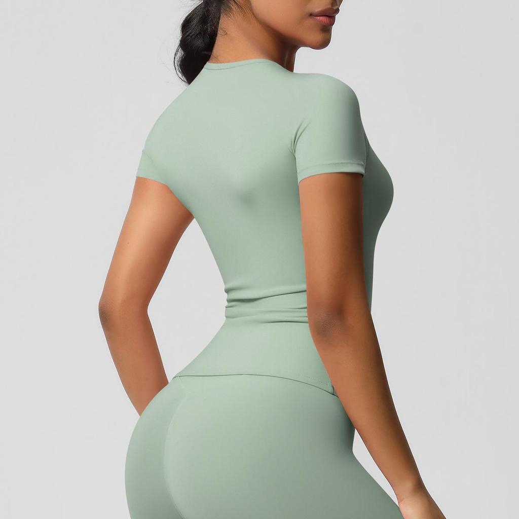Damen Sport-T-Shirt mit doppelseitig gebürsteter Innenseite zum Laufen und für Yoga