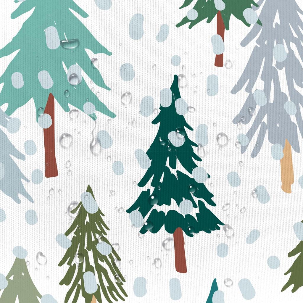 Christmas Tree Shower Curtain Winter Forest Pattern Snowflake Design Festive Decor Bath Accessories Waterproof Fabric150X210