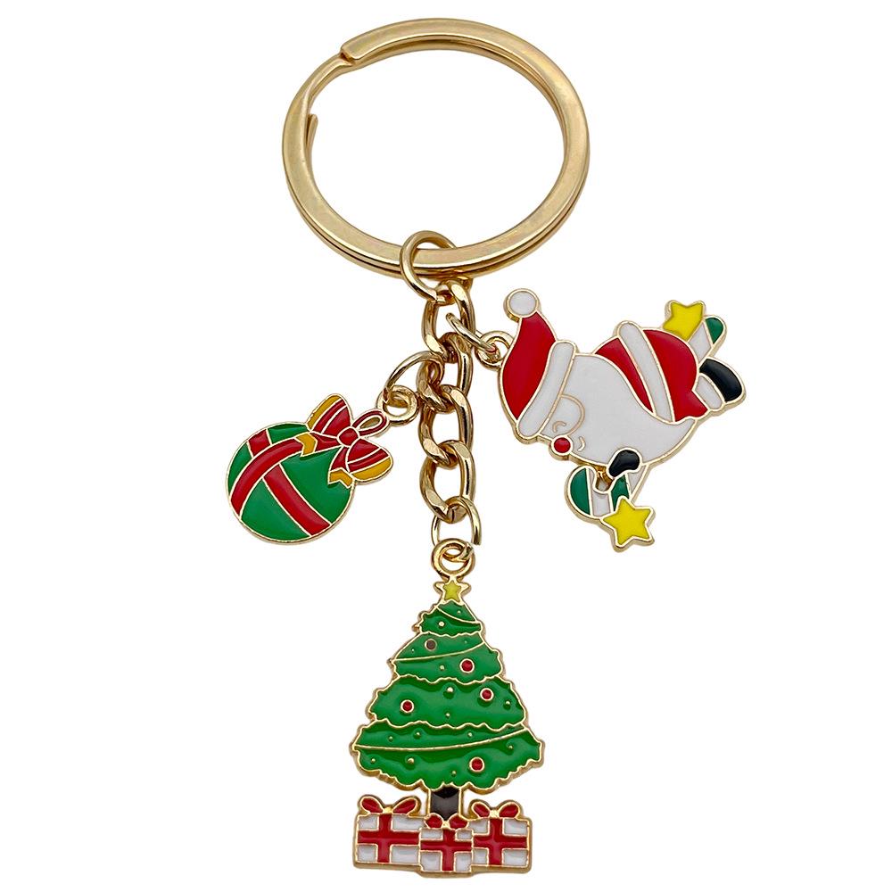 Exquisite Christmas Keychain: Santa, Reindeer, Gift Box, and Bell Ornaments Pendant