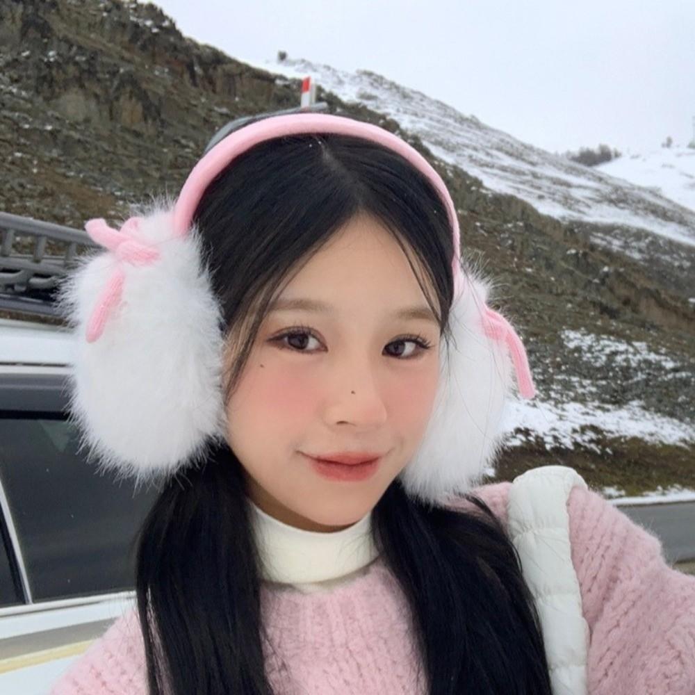 Thicken Warm Earflaps Soft Cold-proof Ear Mask Lightweight Bowknot Plushes Earmuffs  Holiday Gifts