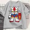 Gundam Cotton T Shirt For Unisex Summer Chibi Street Style T Shirts O Neck Harajuku Tees Oversized Print Tops