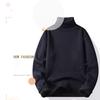 Autumn Winter Men Turtleneck Sweater Long Sleeve Solid Color Slim Fit Fleece Lining Thickened Knitting Tops Jumper