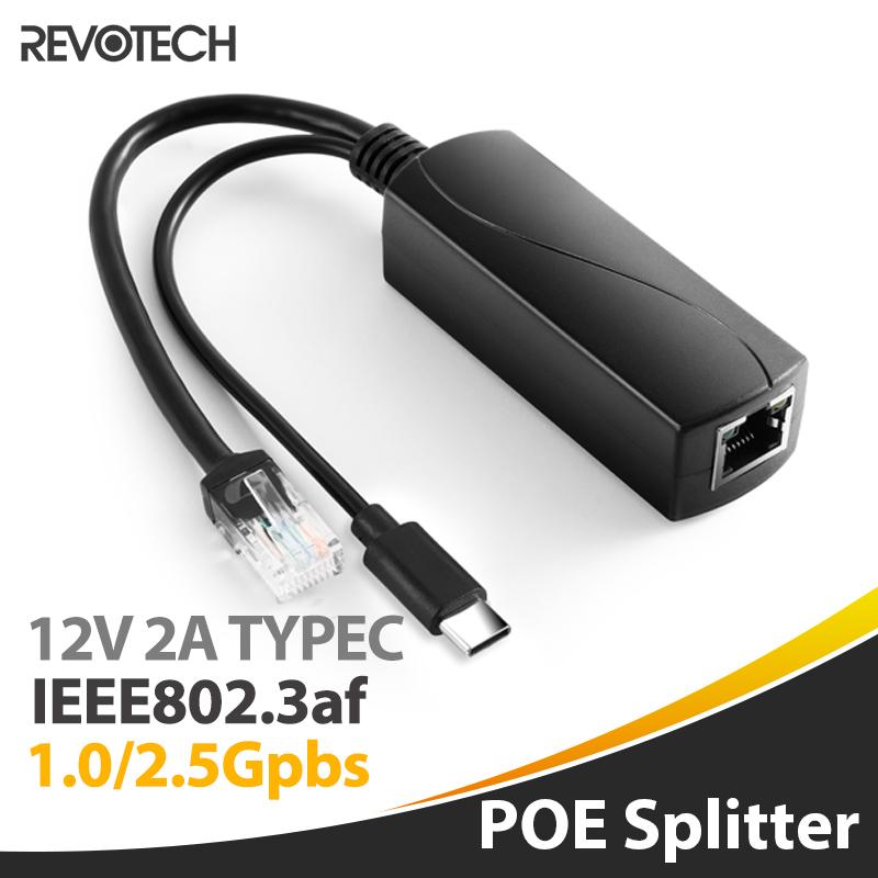 

Revotech 2.5 Gigabit PoE Splitter 48V To 12V/2A Type-C/DC Power over Ethernet IEEE 802.3af/at for IP Camera DC5.5x2.5mm(12V 2A)