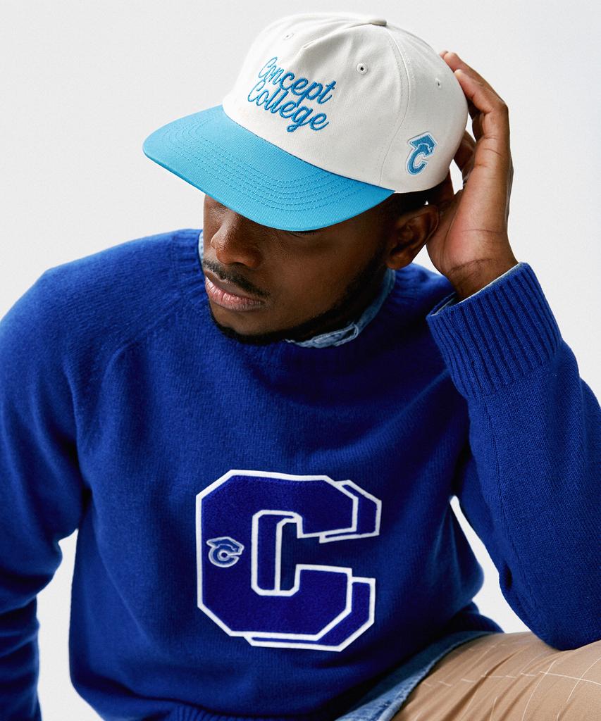 CONCEPTCOLLEGE Double Big C Patch Blue Lambswool Knit (Unisex)