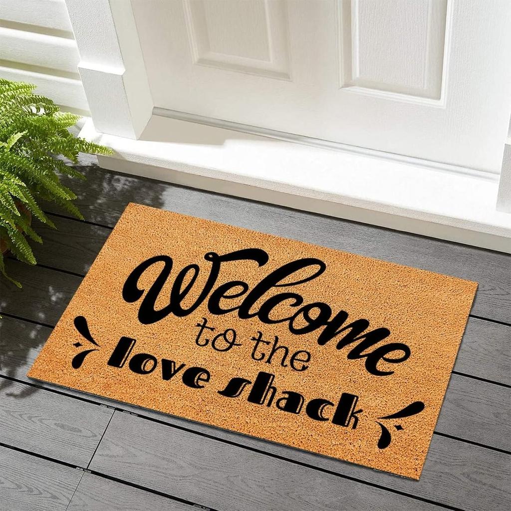 Welcome to The Love Shack Welcome Mats Outdoor with Heavy Duty Backing Coir Fiber Door Mat Personalized Entry Door Rugs for Entrance Pets Home Décor
