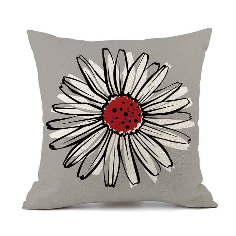 Throw Pillow Cover with Geometric Floral Print for Decorative Sofa Cushion Cover