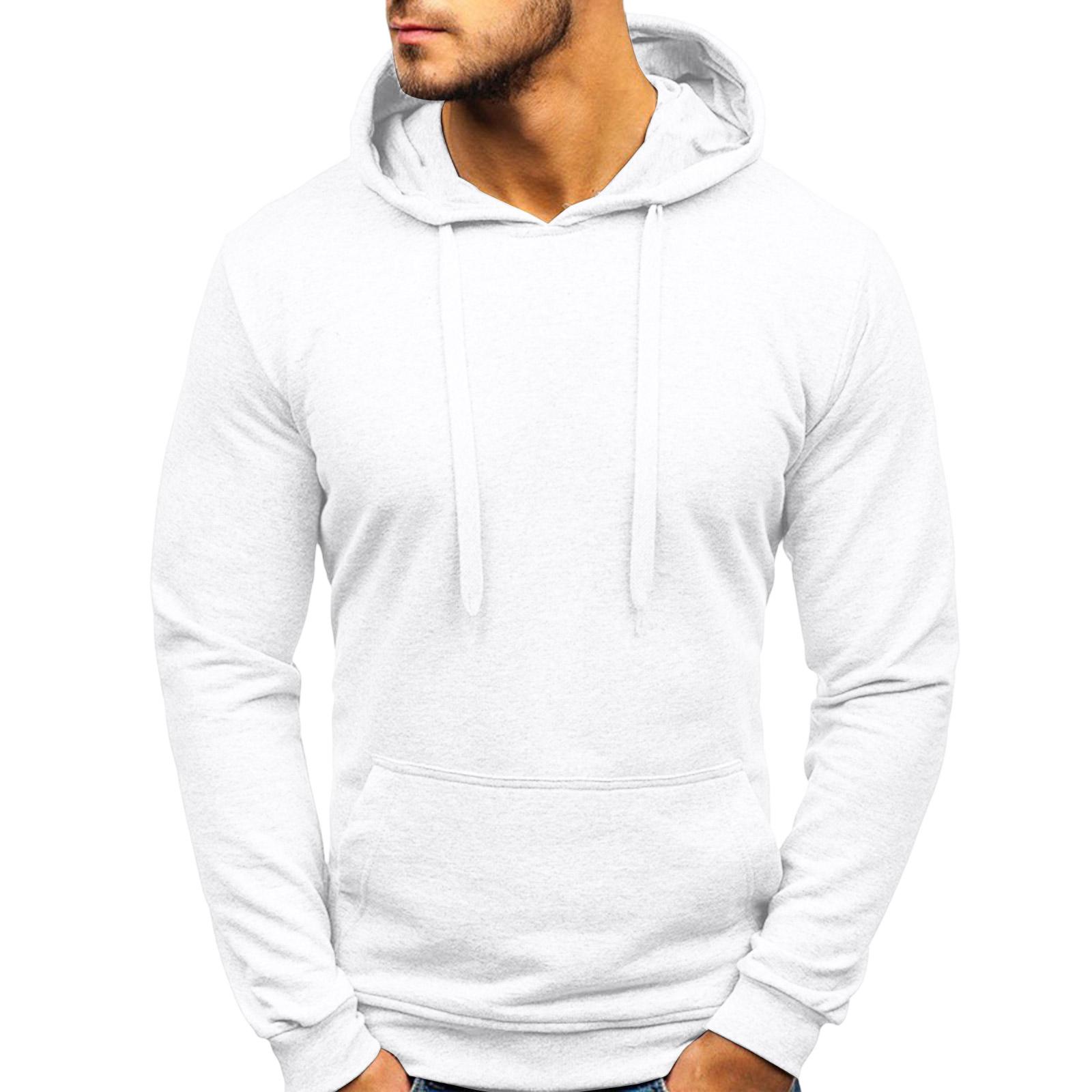 

Men s Big Size Solid Color Leisure Sports Self-Cultivation Pullover Long Sleeves Hooded Hood Hoodie XL