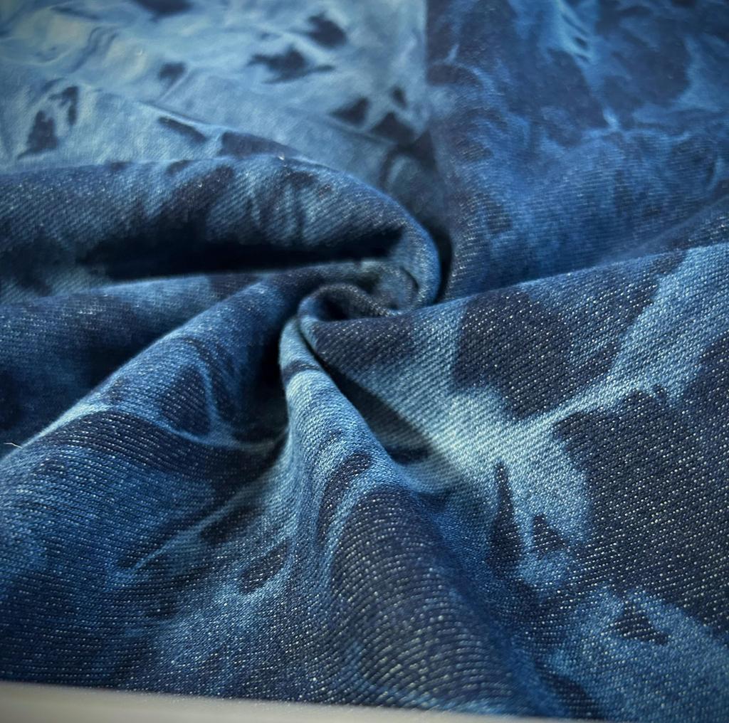 Unevenly Dyed Denim Cotton Unevenly Bleached Fabric for Denim Handmade Fabric, Thin, Fabric, Scraps, Dyed, Fabric, Crafts, Remakes, (Night Sky, 2m)
